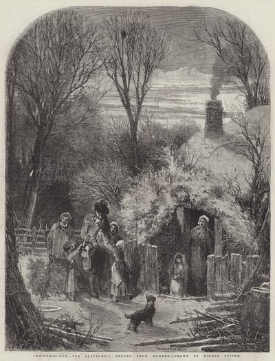 Nochebuena, el regreso del campesino del mercado de Myles Birket Foster